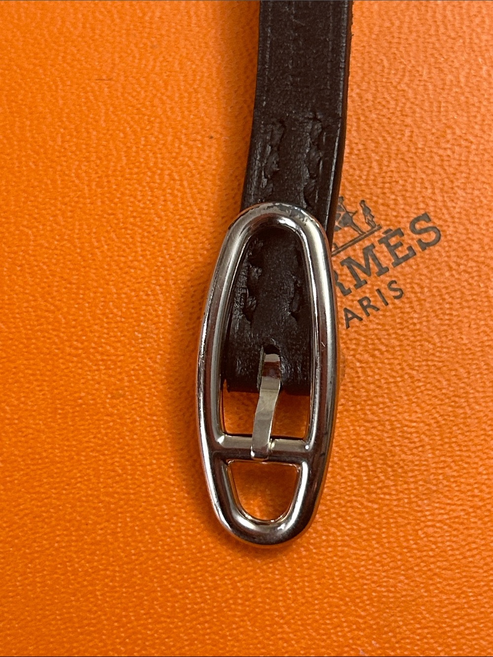 Hermes black leather wrap bracelet with silver hardware - Picture 8 of 11